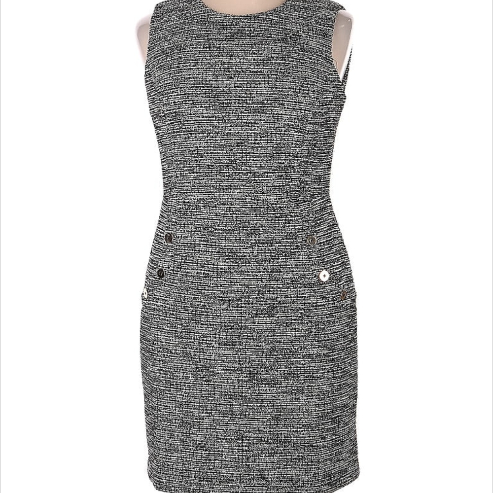Elegant Black and White Tweed Dress